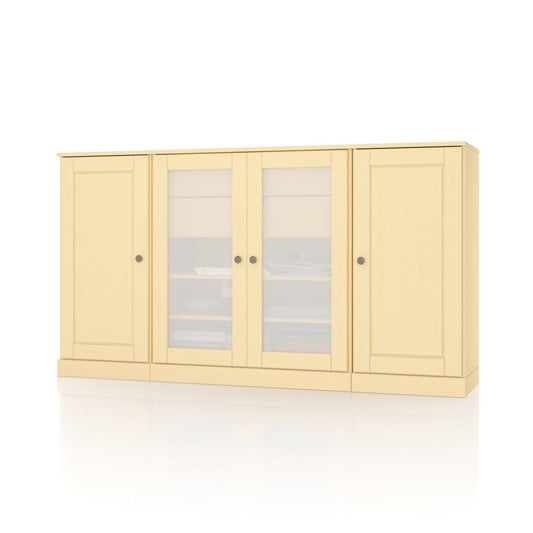 65" Yellow Solid Wood Two Drawer Sideboard With Four Glass Doors