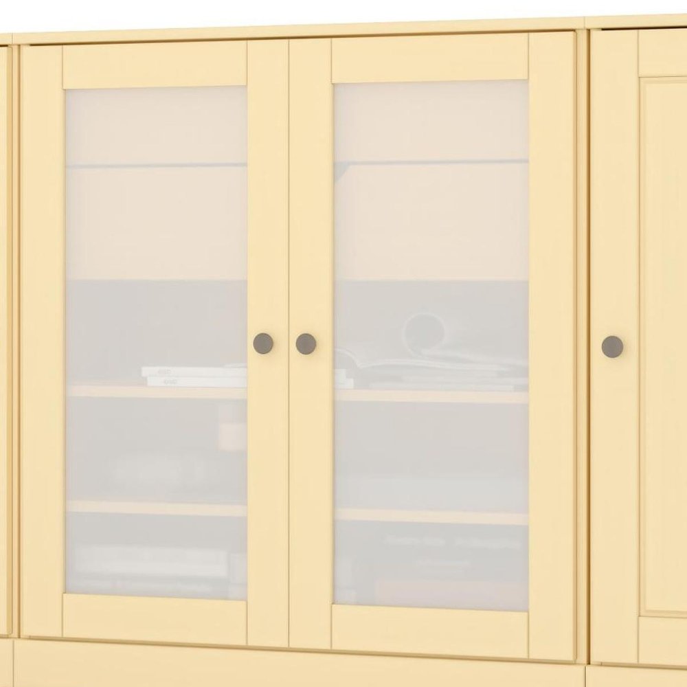 65" Yellow Solid Wood Two Drawer Sideboard With Four Glass Doors — view 2
