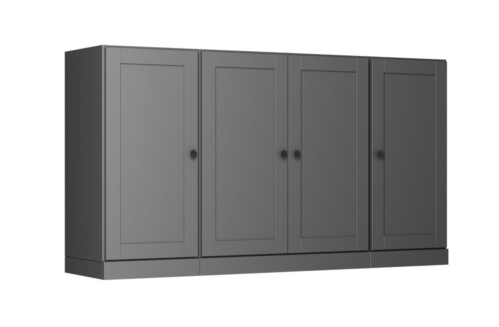 65" Gray Solid Wood Two Drawer Sideboard With Four Doors HomeRoots