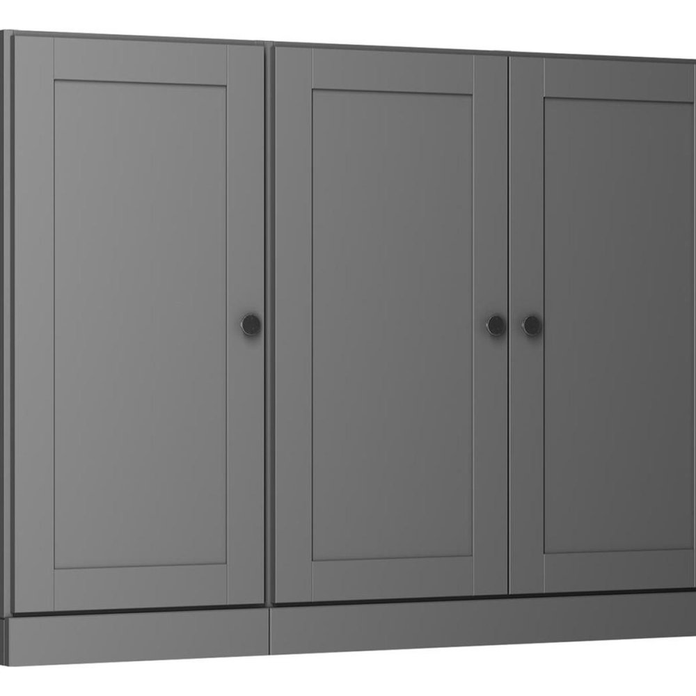 65" Gray Solid Wood Two Drawer Sideboard With Four Doors — view 3