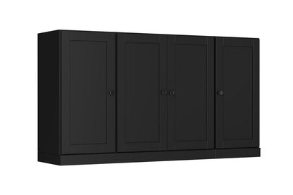 65" Black Solid Wood Two Drawer Sideboard With Four Doors