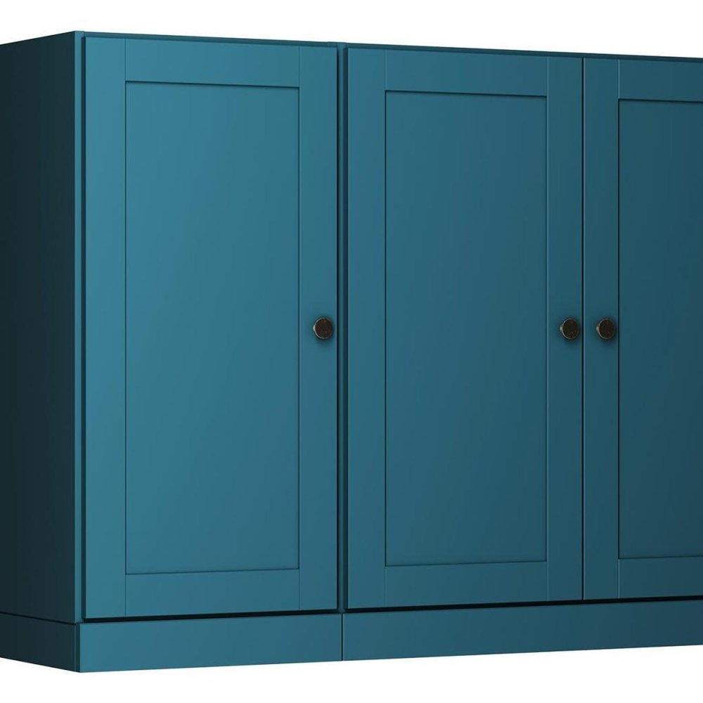 65" Teal Blue Solid Wood Two Drawer Sideboard With Four Doors HomeRoots