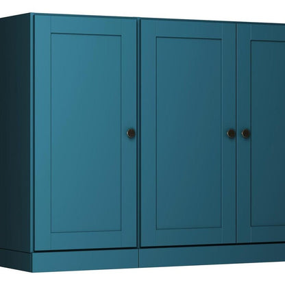 65" Teal Blue Solid Wood Two Drawer Sideboard With Four Doors HomeRoots