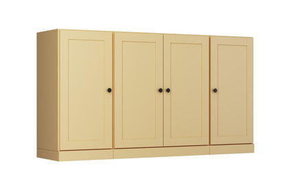 65" Yellow Solid Wood Two Drawer Sideboard With Four Doors