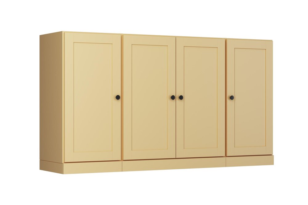 65" Yellow Solid Wood Two Drawer Sideboard With Four Doors — view 1
