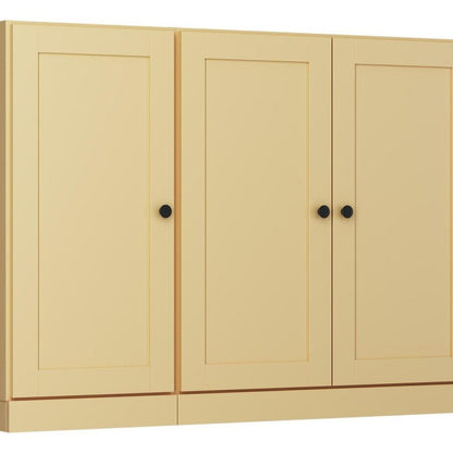 65" Yellow Solid Wood Two Drawer Sideboard With Four Doors HomeRoots
