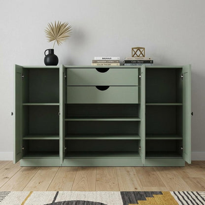 65" Sage Solid Wood Two Drawer Sideboard With Four Doors HomeRoots