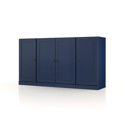 65" Navy Blue Solid Wood Two Drawer Sideboard With Four Doors HomeRoots