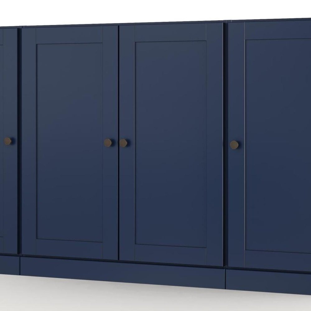 65" Navy Blue Solid Wood Two Drawer Sideboard With Four Doors — view 4