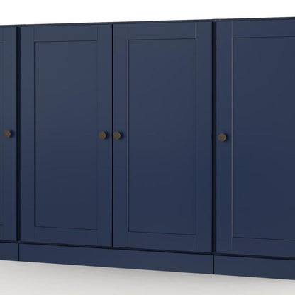 65" Navy Blue Solid Wood Two Drawer Sideboard With Four Doors
