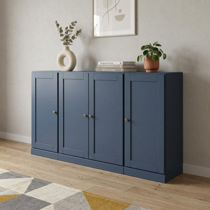 65" French Blue Solid Wood Two Drawer Sideboard With Four Doors HomeRoots
