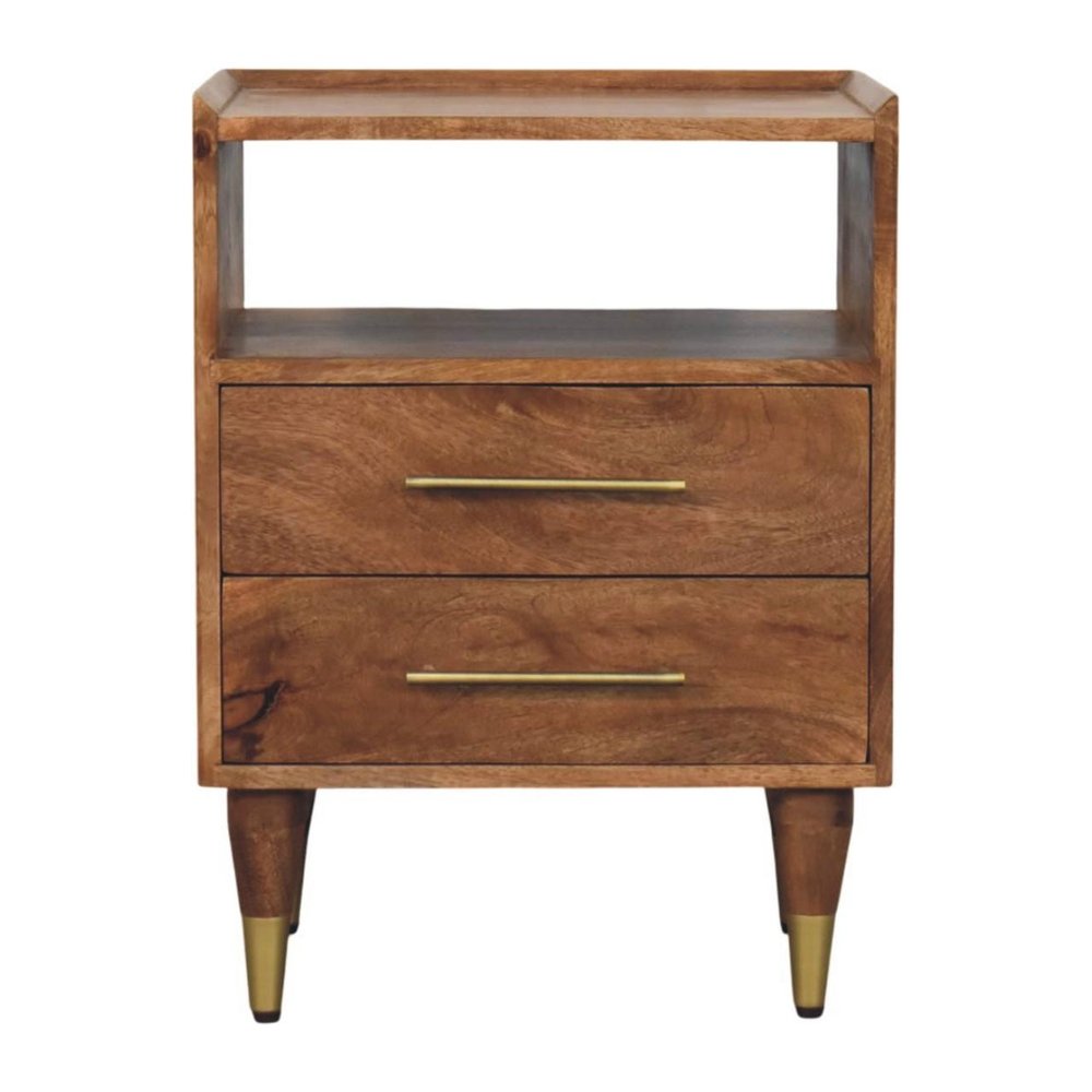 24" Brown Solid Wood Two Drawer Nightstand — view 1