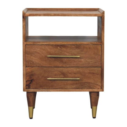 24" Brown Solid Wood Two Drawer Nightstand HomeRoots