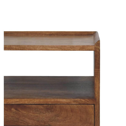 24" Brown Solid Wood Two Drawer Nightstand