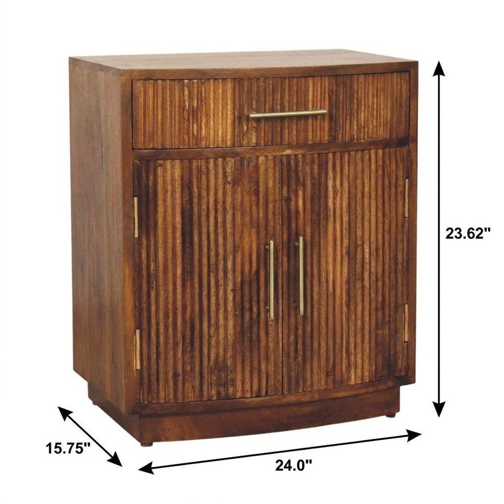 24" Brown Solid Wood One Drawer Nightstand HomeRoots