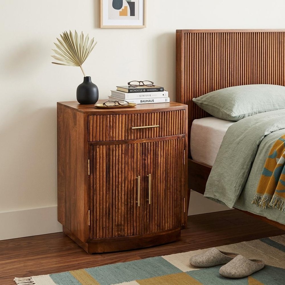 24" Brown Solid Wood One Drawer Nightstand HomeRoots