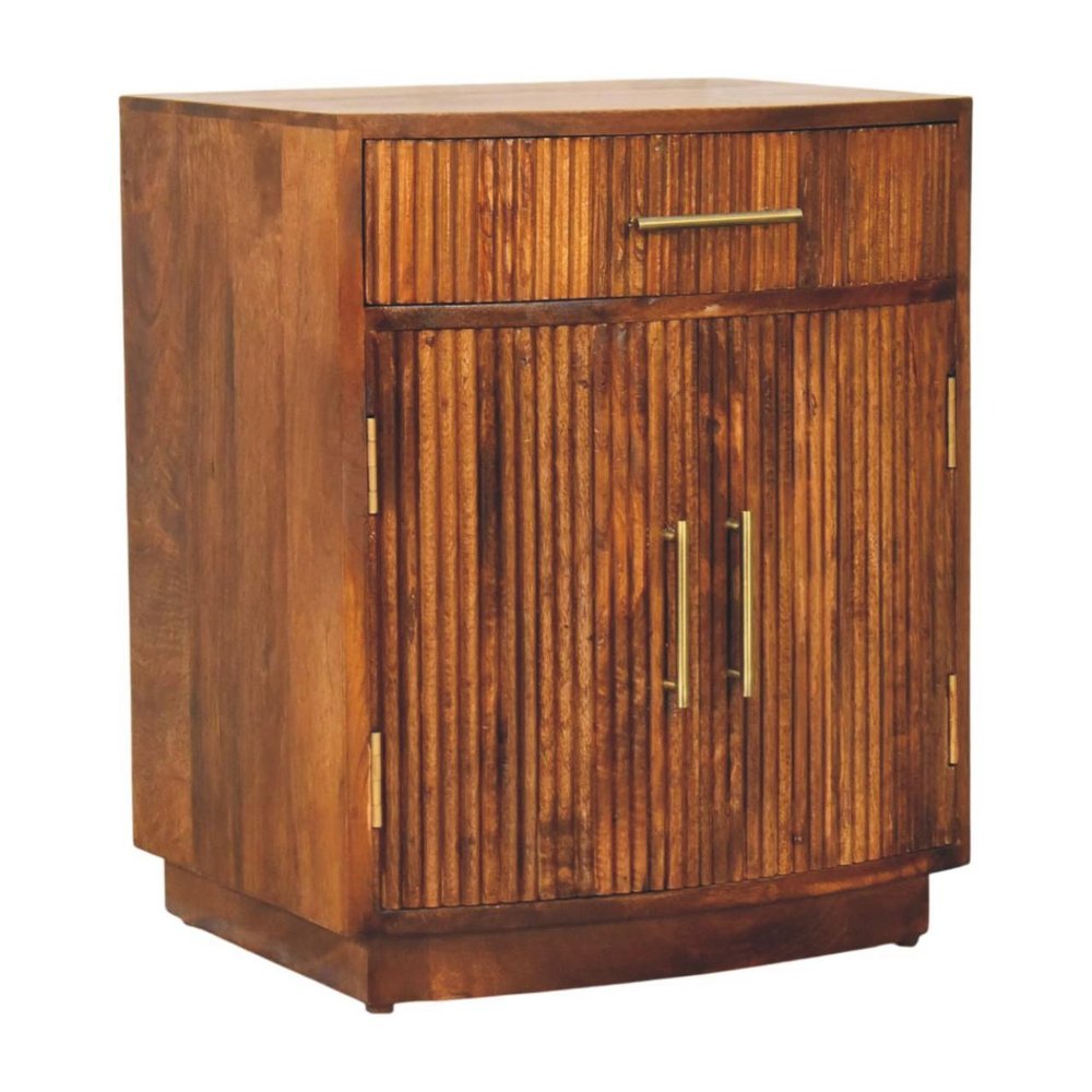 24" Brown Solid Wood One Drawer Nightstand — view 2