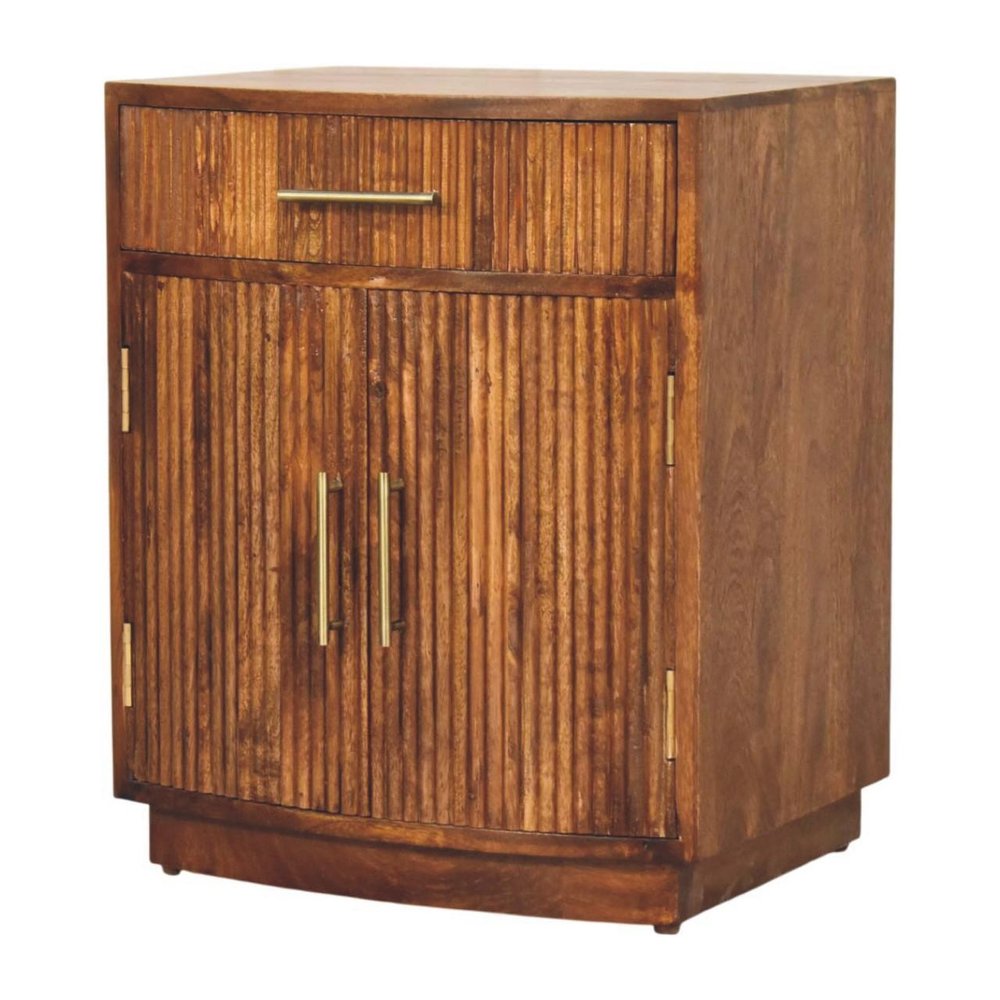 24" Brown Solid Wood One Drawer Nightstand — view 3