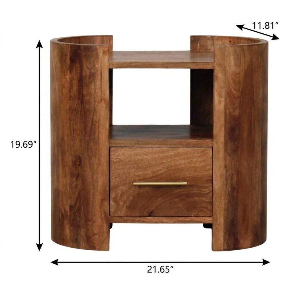 20" Golden Brown Solid Wood One Drawer Nightstand HomeRoots
