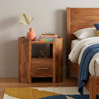 20" Golden Brown Solid Wood One Drawer Nightstand HomeRoots