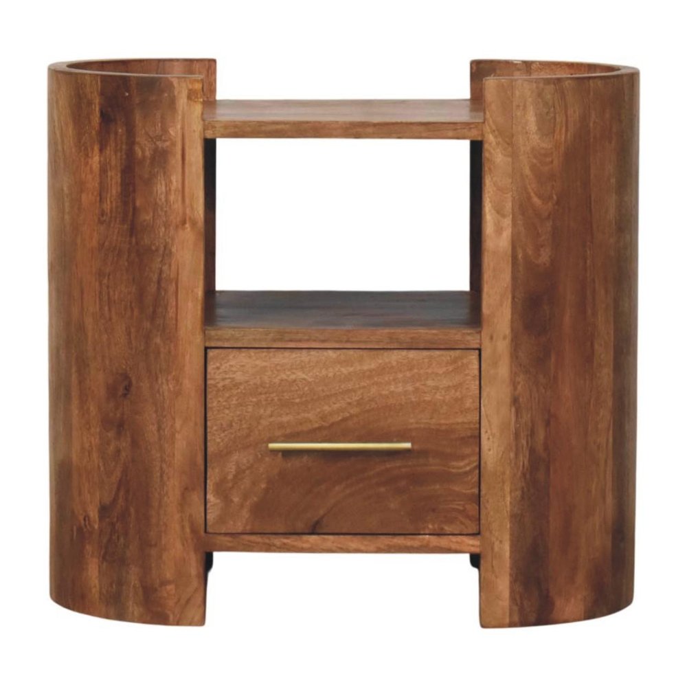 20" Golden Brown Solid Wood One Drawer Nightstand — view 1