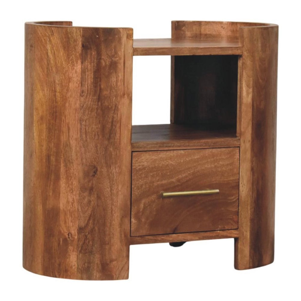 20" Golden Brown Solid Wood One Drawer Nightstand — view 2