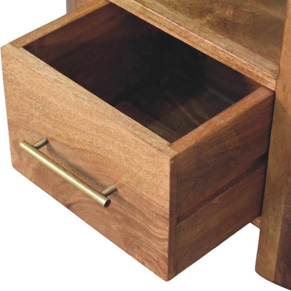 20" Golden Brown Solid Wood One Drawer Nightstand — view 6