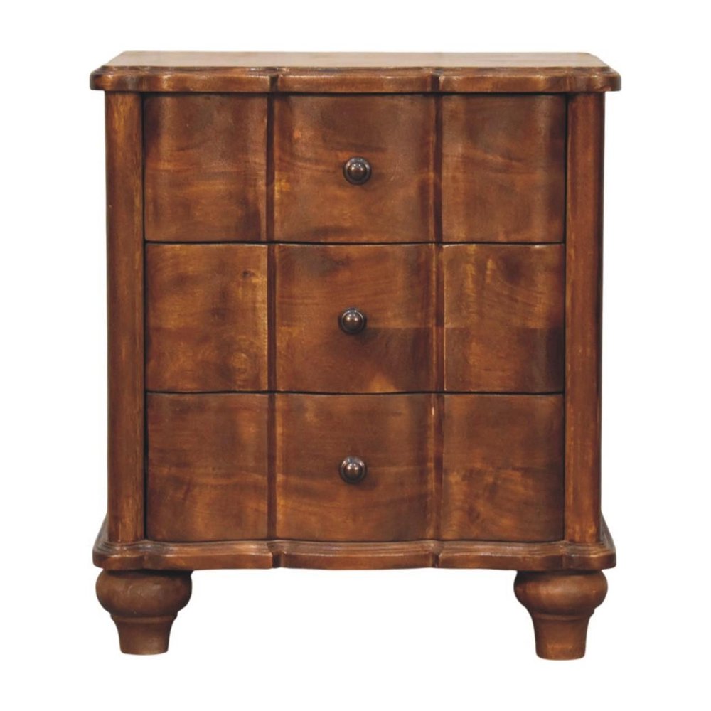25" Chestnut Solid Wood Three Drawer Nightstand HomeRoots