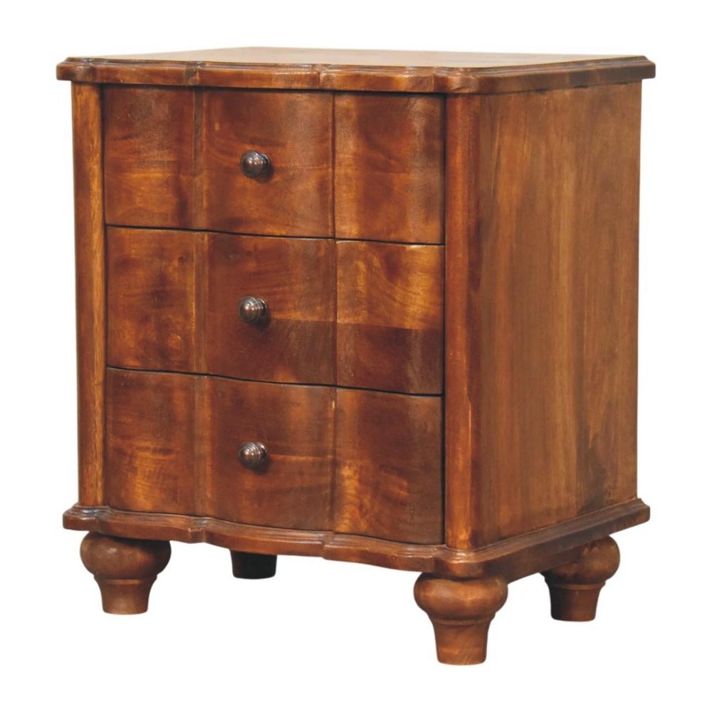 25" Chestnut Solid Wood Three Drawer Nightstand HomeRoots