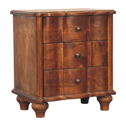 25" Chestnut Solid Wood Three Drawer Nightstand HomeRoots