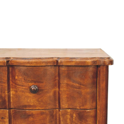 25" Chestnut Solid Wood Three Drawer Nightstand HomeRoots