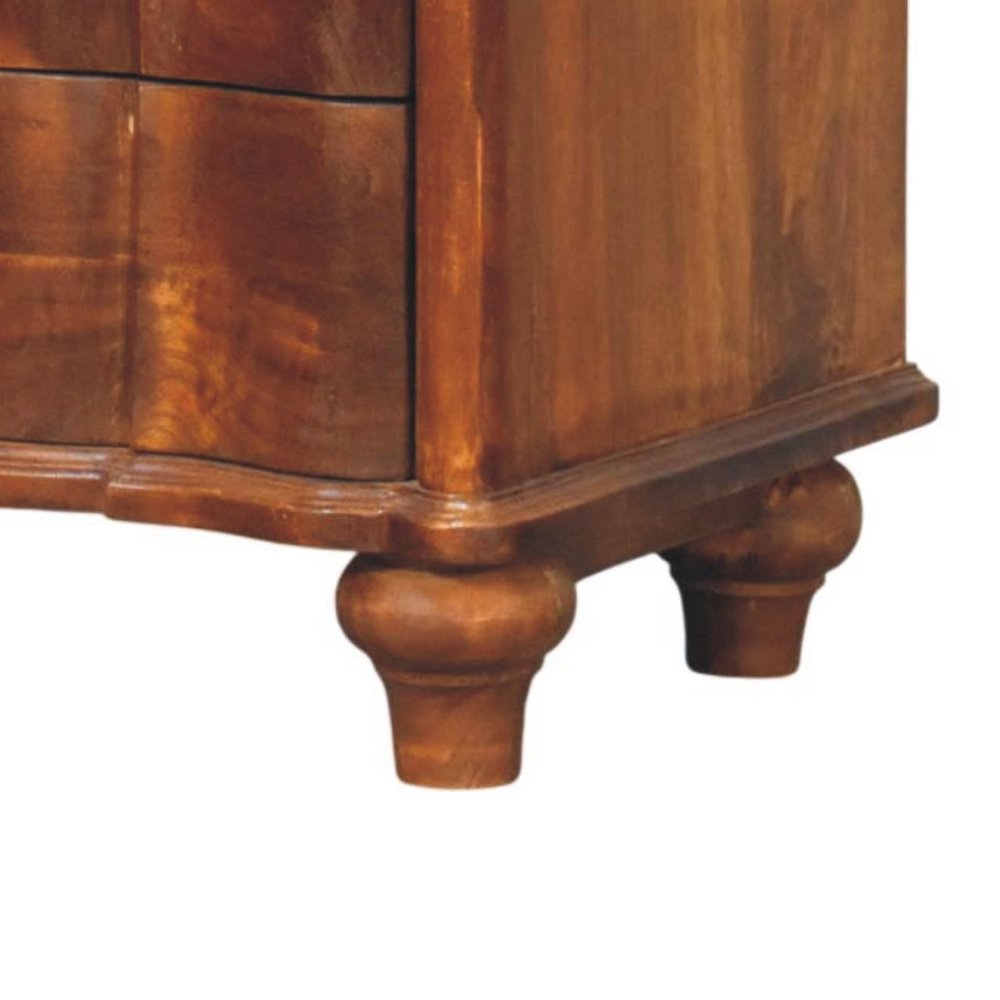25" Chestnut Solid Wood Three Drawer Nightstand HomeRoots