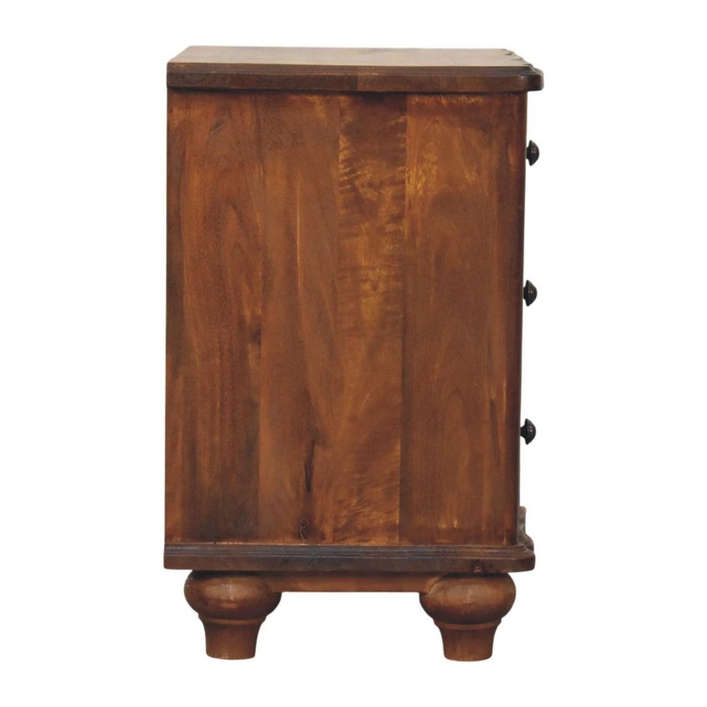 25" Chestnut Solid Wood Three Drawer Nightstand — view 6