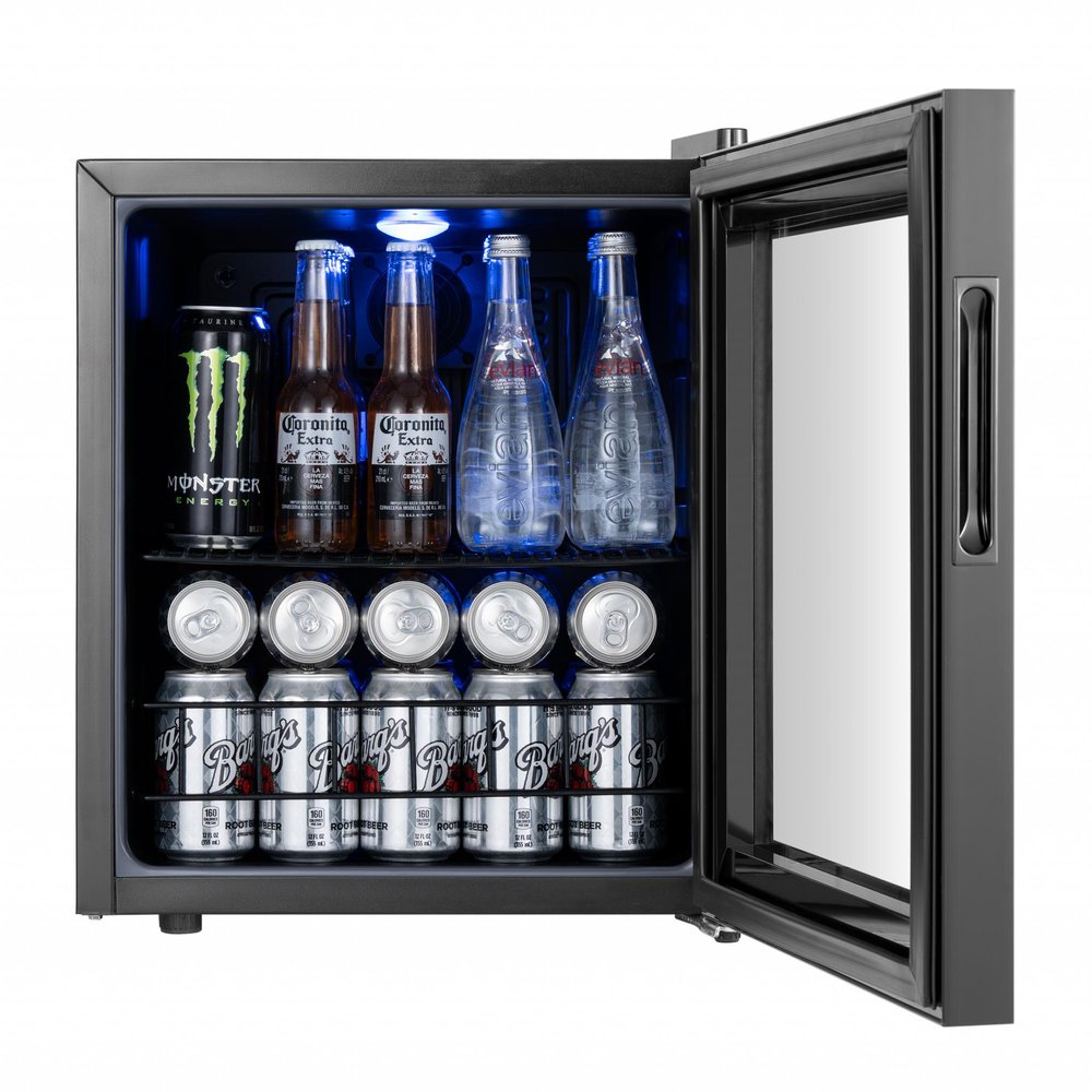 20" X 17" Clear and Black Metal Single Compartment Can Beverage Refrigerator HomeRoots