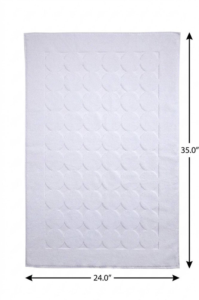 24" X 35" White Tone on Tone Polka Dot Turkish Cotton Bath Rug HomeRoots