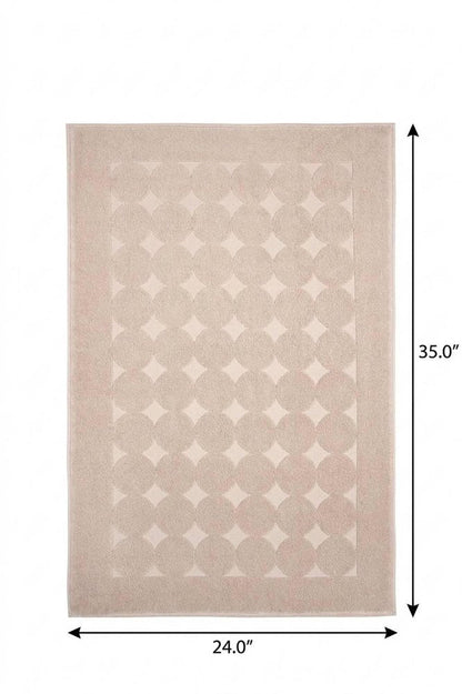 24" X 35" White Tone on Tone Polka Dot Turkish Cotton Bath Rug HomeRoots