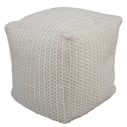 18" Off White Cotton Blend Cube Pouf Ottoman HomeRoots