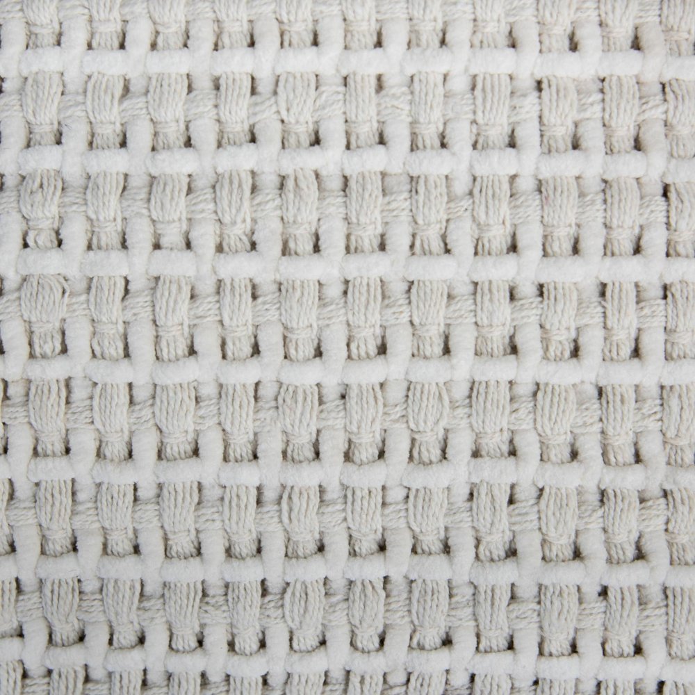 18" Off White Cotton Blend Cube Pouf Ottoman HomeRoots