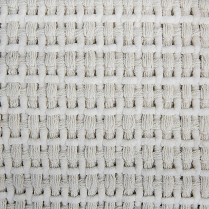 18" Off White Cotton Blend Cube Pouf Ottoman HomeRoots