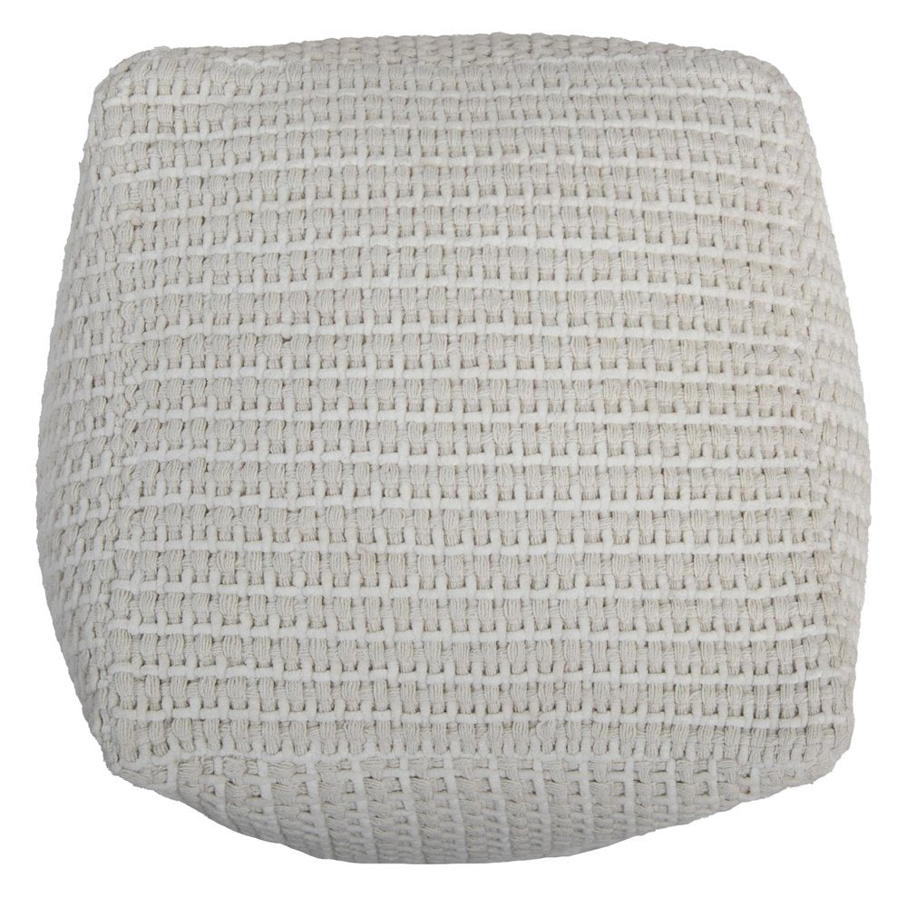 18" Off White Cotton Blend Cube Pouf Ottoman — view 5