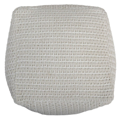 18" Off White Cotton Blend Cube Pouf Ottoman HomeRoots