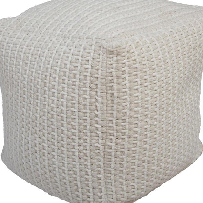 18" Off White Cotton Blend Cube Pouf Ottoman HomeRoots