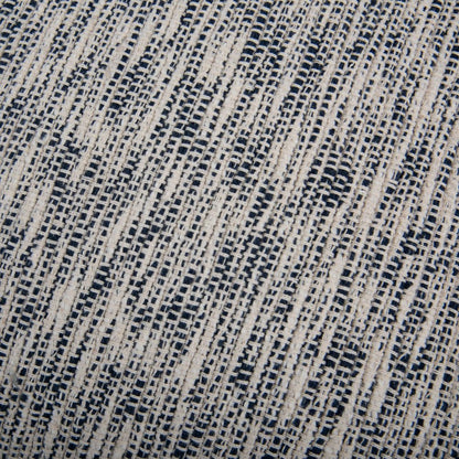 18" Blue and Ivory Cotton Blend Striped Cube Pouf Ottoman HomeRoots