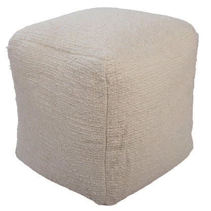 18" Beige and Natural Cotton Blend Cube Pouf Ottoman HomeRoots