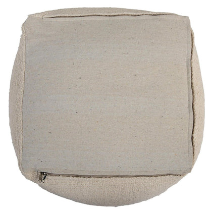 18" Beige and Natural Cotton Blend Cube Pouf Ottoman HomeRoots