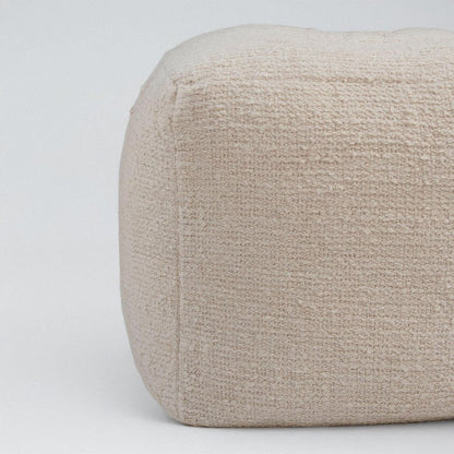 18" Beige and Natural Cotton Blend Cube Pouf Ottoman HomeRoots