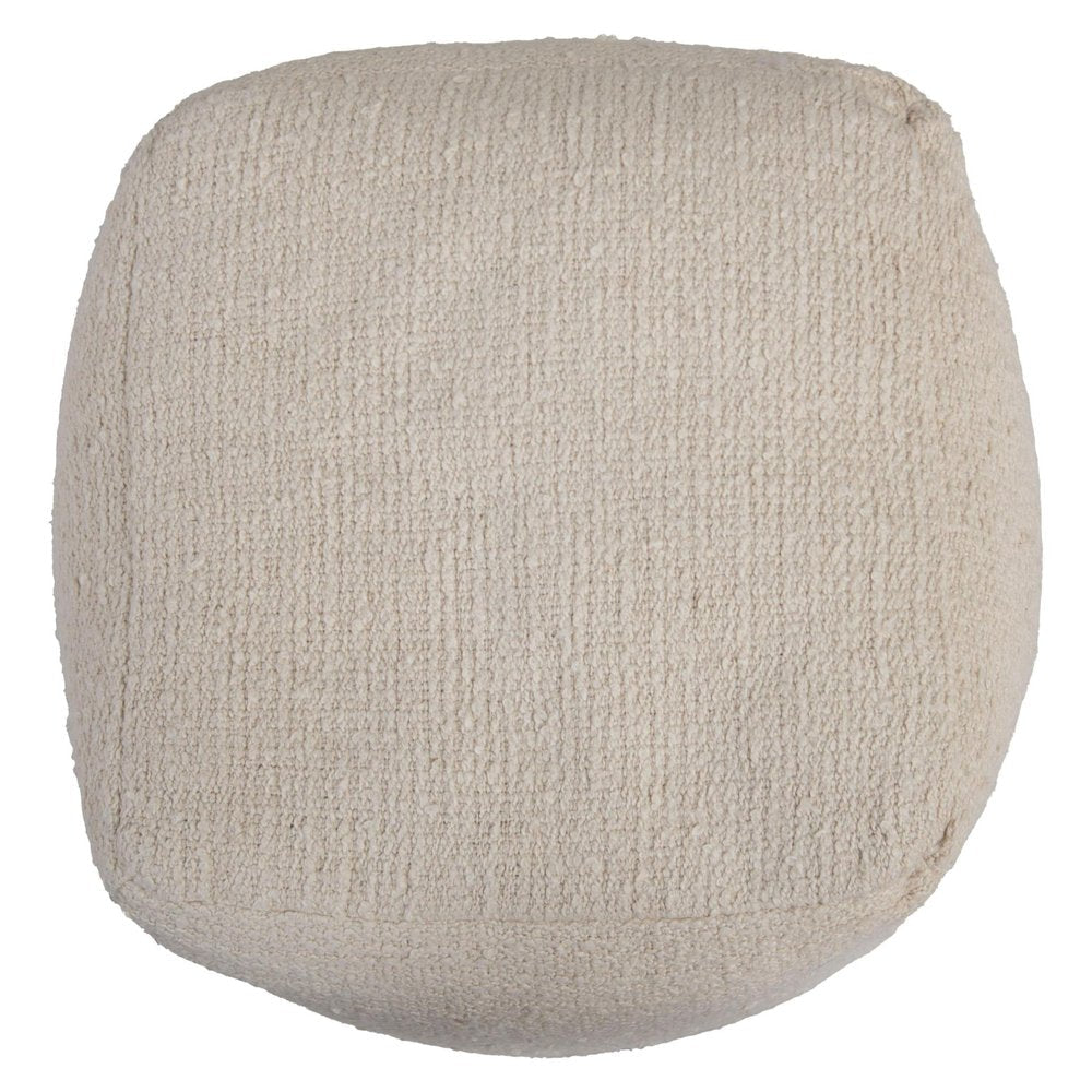 18" Beige and Natural Cotton Blend Cube Pouf Ottoman — view 3