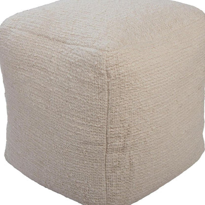 18" Beige and Natural Cotton Blend Cube Pouf Ottoman HomeRoots