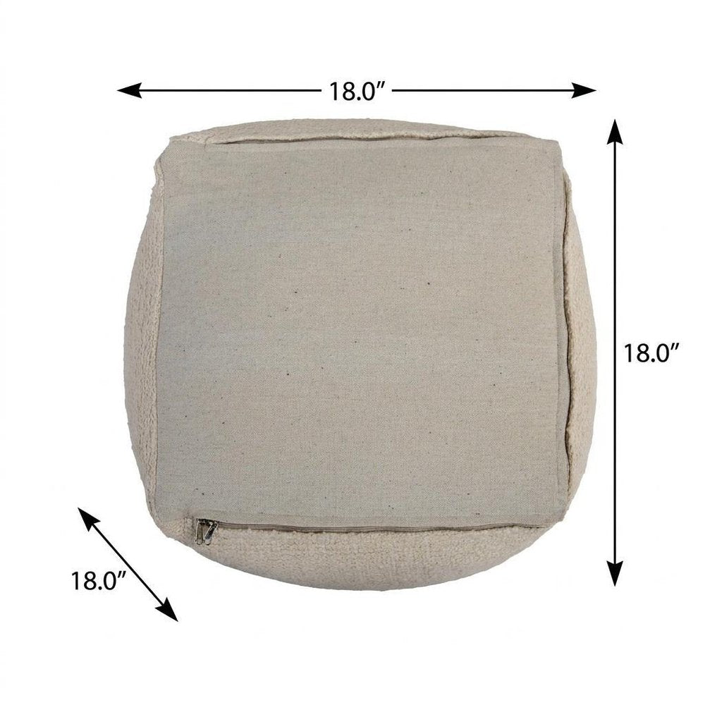 18" Beige and Natural Cotton Blend Cube Pouf Ottoman HomeRoots