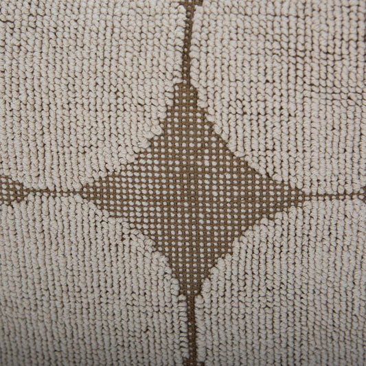 18" Beige Khaki and Natural Cotton Blend Geometric Cube Pouf Ottoman